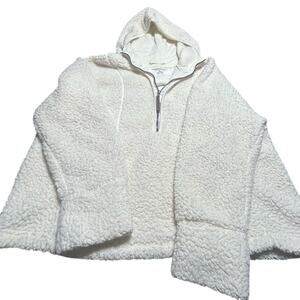 The Sweatshirt Project Cozy Cream Sherpa Hoodie womens 1/2 zip xl